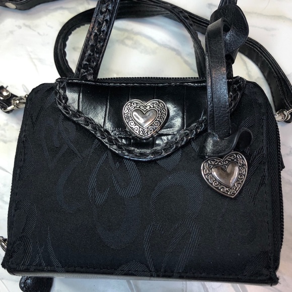 Vintage tiny purse/wallet Black with silver hearts - Picture 2 of 8